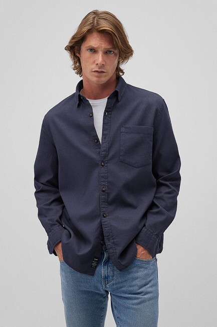 Erkek Uzun Kol Gömlek 0211093-87822 Mavi (2)