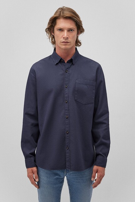 Erkek Uzun Kol Gömlek 0211093-87822 Mavi (3)