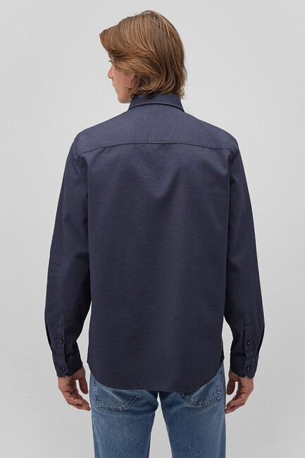 Erkek Uzun Kol Gömlek 0211093-87822 Mavi - Thumbnail