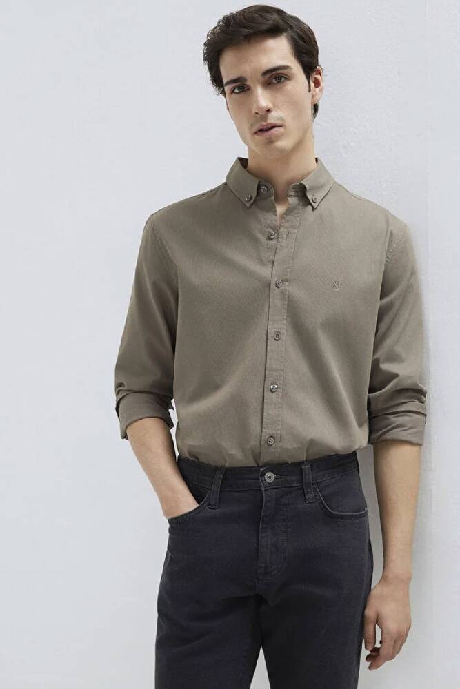 Erkek Uzun Kol Gömlek 0211192-83866 Haki 