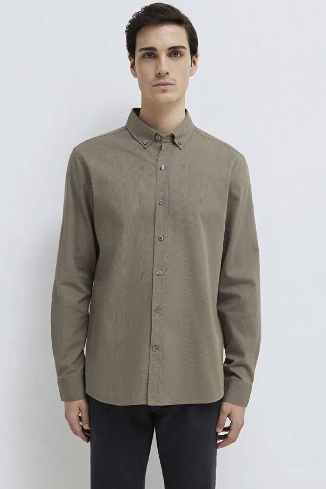 Erkek Uzun Kol Gömlek 0211192-83866 Haki 