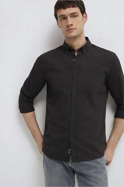 Erkek Uzun Kol Gömlek 0211192-90892 Kahve (1)