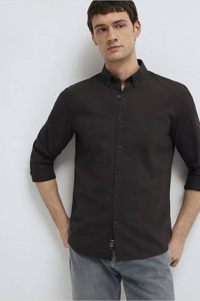 Erkek Uzun Kol Gömlek 0211192-90892 Kahve 