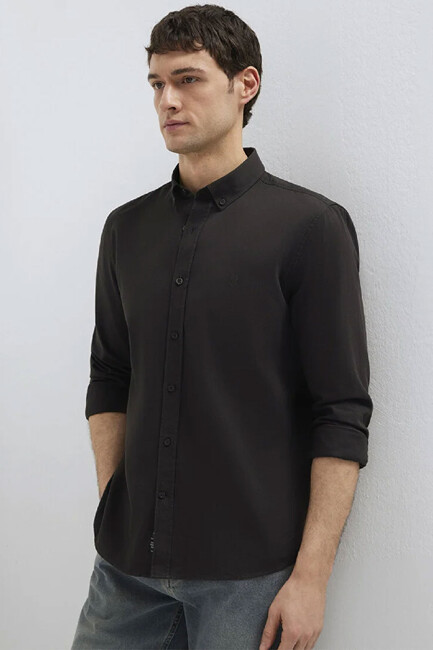 Erkek Uzun Kol Gömlek 0211192-90892 Kahve (3)