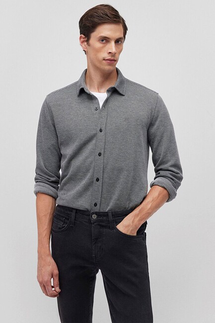 Erkek Uzun Kol Gömlek 0211244-80022 Gri (1)