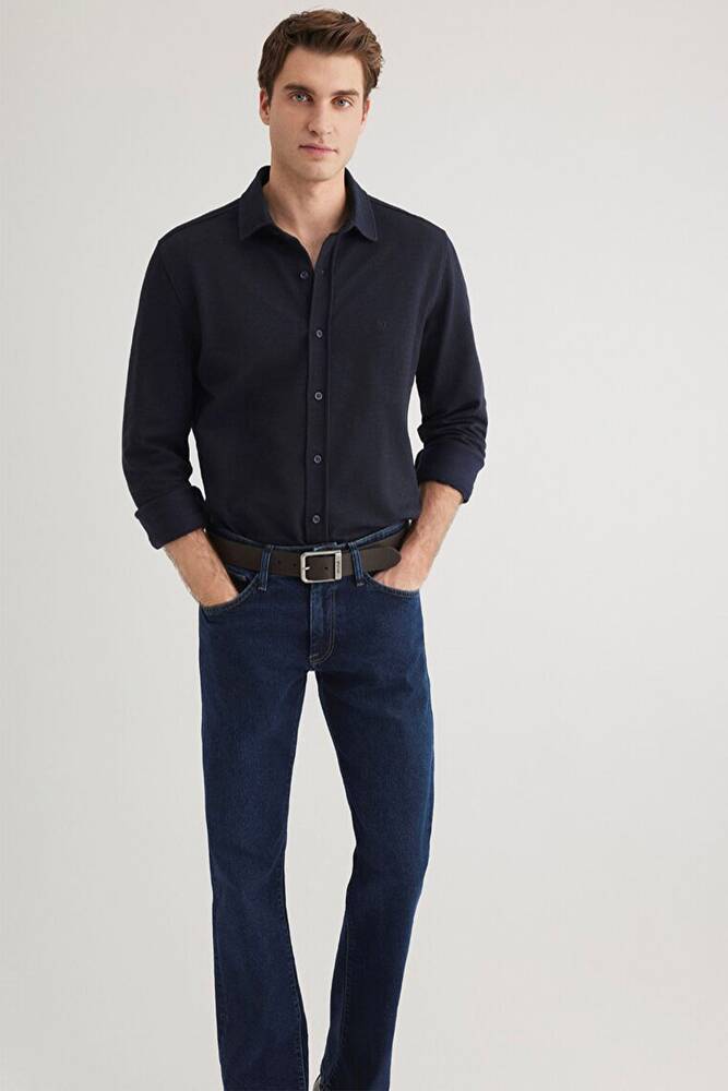 Erkek Uzun Kol Gömlek 0211249-70490 Lacivert 