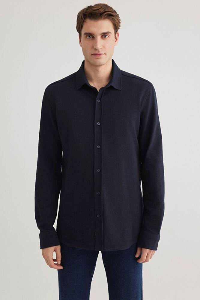 Erkek Uzun Kol Gömlek 0211249-70490 Lacivert 