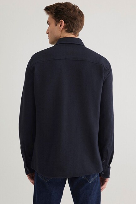 Erkek Uzun Kol Gömlek 0211249-70490 Lacivert - Thumbnail