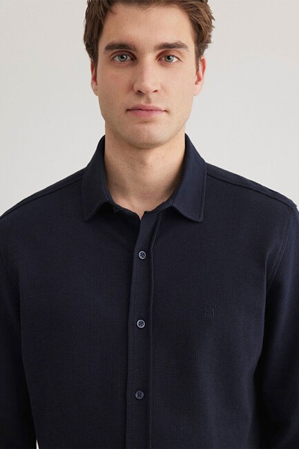 Erkek Uzun Kol Gömlek 0211249-70490 Lacivert - Thumbnail