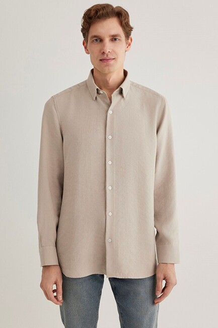 Erkek Uzun Kol Gömlek 0211386-70100 Bej (3)