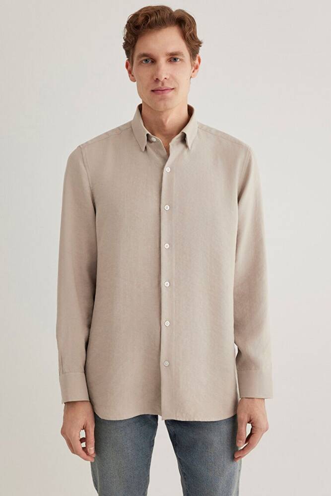 Erkek Uzun Kol Gömlek 0211386-70100 Bej 