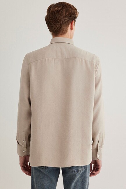 Erkek Uzun Kol Gömlek 0211386-70100 Bej - Thumbnail