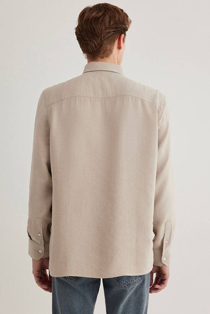 Erkek Uzun Kol Gömlek 0211386-70100 Bej 
