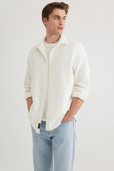 Erkek Uzun Kol Gömlek 0211424-70057 Beyaz (1)