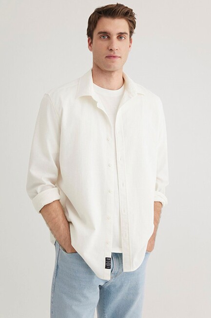 Erkek Uzun Kol Gömlek 0211424-70057 Beyaz (2)