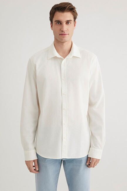 Erkek Uzun Kol Gömlek 0211424-70057 Beyaz - Thumbnail