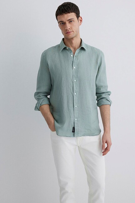 Erkek Uzun Kol Gömlek 0211466-70113 Yeşil (1)