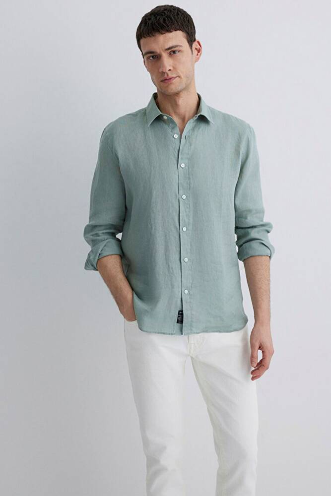 Erkek Uzun Kol Gömlek 0211466-70113 Yeşil 