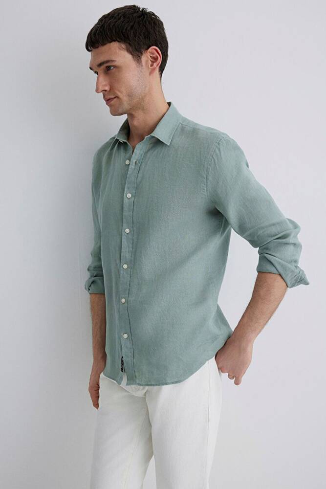 Erkek Uzun Kol Gömlek 0211466-70113 Yeşil 