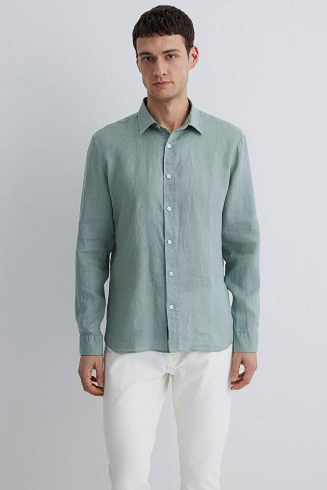 Erkek Uzun Kol Gömlek 0211466-70113 Yeşil 