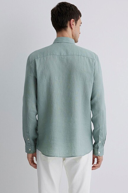 Erkek Uzun Kol Gömlek 0211466-70113 Yeşil - Thumbnail