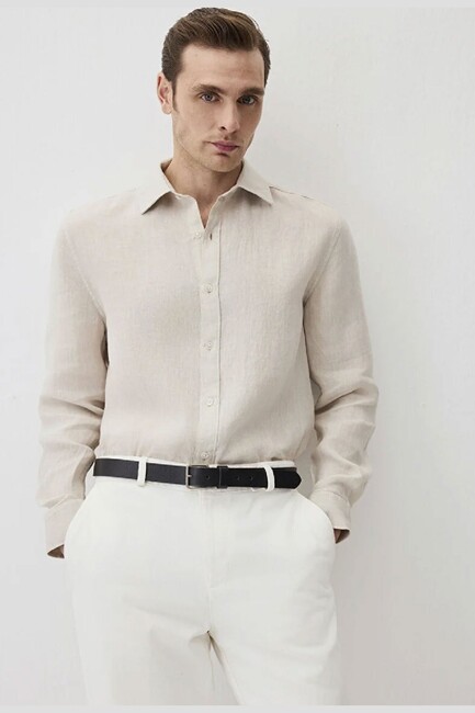 Erkek Uzun Kol Gömlek 0211466-70134 Bej (2)