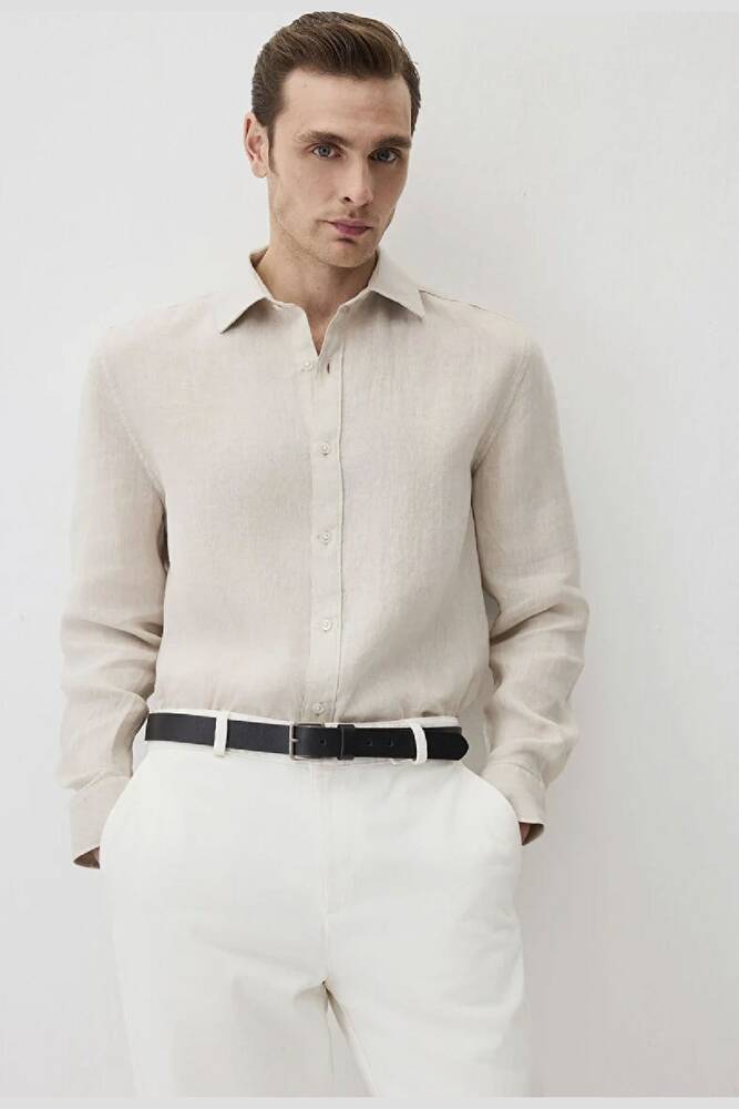 Erkek Uzun Kol Gömlek 0211466-70134 Bej 