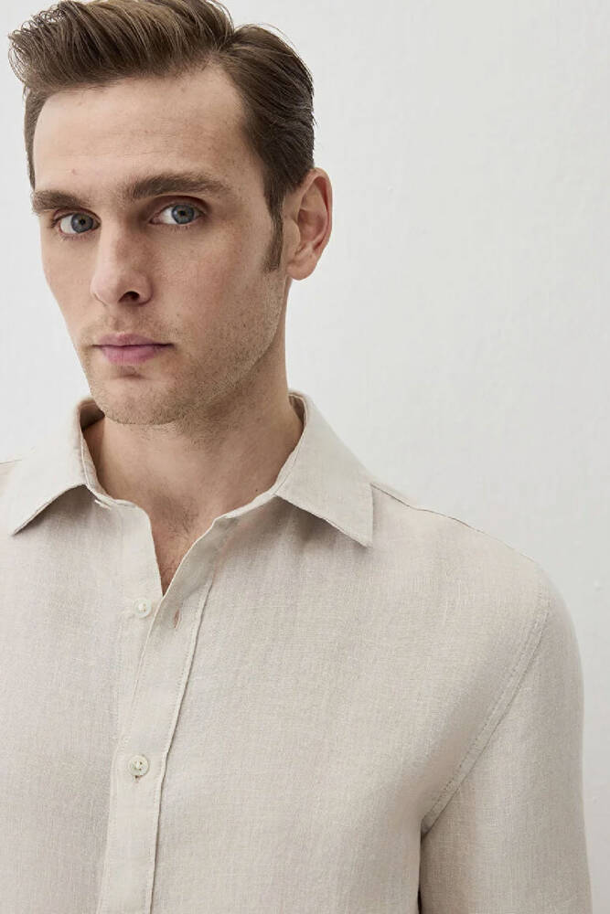 Erkek Uzun Kol Gömlek 0211466-70134 Bej 