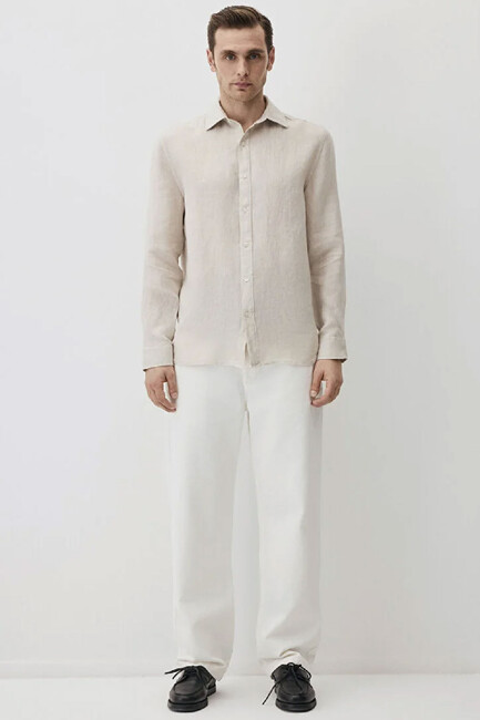 Erkek Uzun Kol Gömlek 0211466-70134 Bej (3)