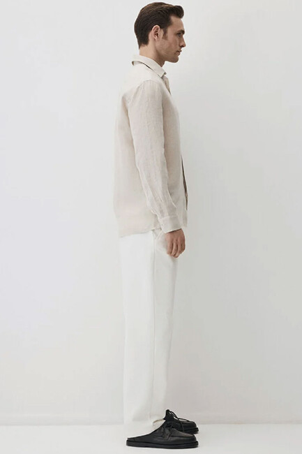 Erkek Uzun Kol Gömlek 0211466-70134 Bej - Thumbnail