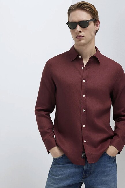 Erkek Uzun Kol Gömlek 0211466-70396 Kırmızı (2)