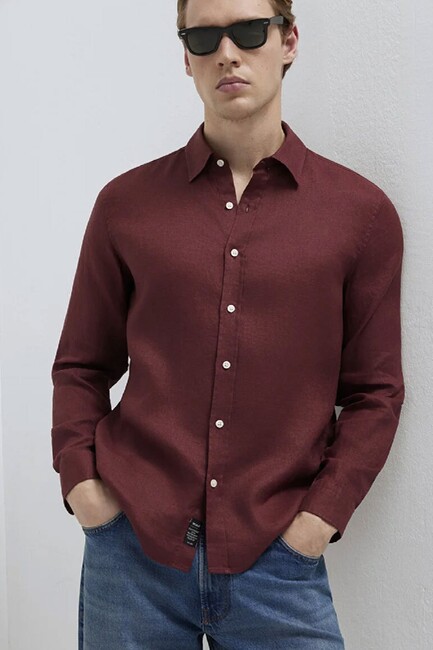 Erkek Uzun Kol Gömlek 0211466-70396 Kırmızı (3)