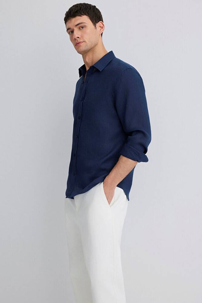 Erkek Uzun Kol Gömlek 0211466-70497 Lacivert 