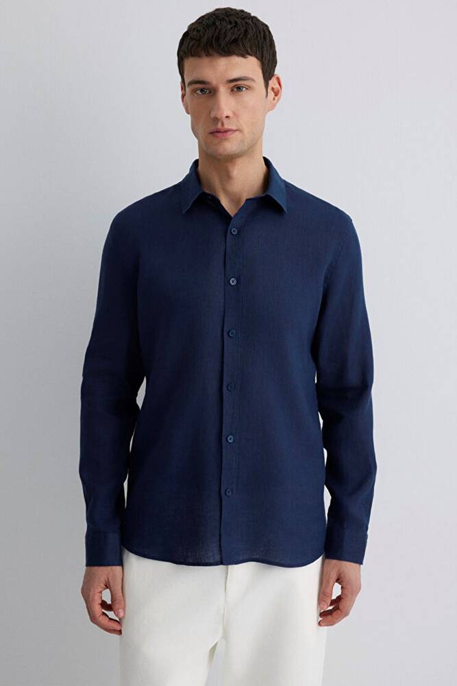 Erkek Uzun Kol Gömlek 0211466-70497 Lacivert 