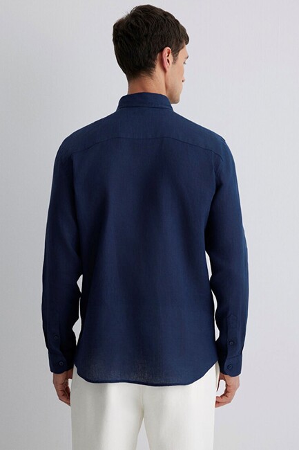Erkek Uzun Kol Gömlek 0211466-70497 Lacivert - Thumbnail