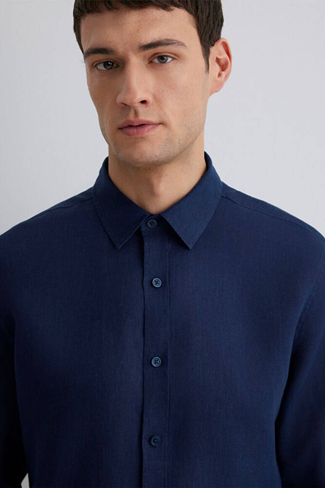 Erkek Uzun Kol Gömlek 0211466-70497 Lacivert 