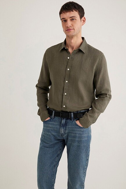 Erkek Uzun Kol Gömlek 0211466-71546 Haki (2)