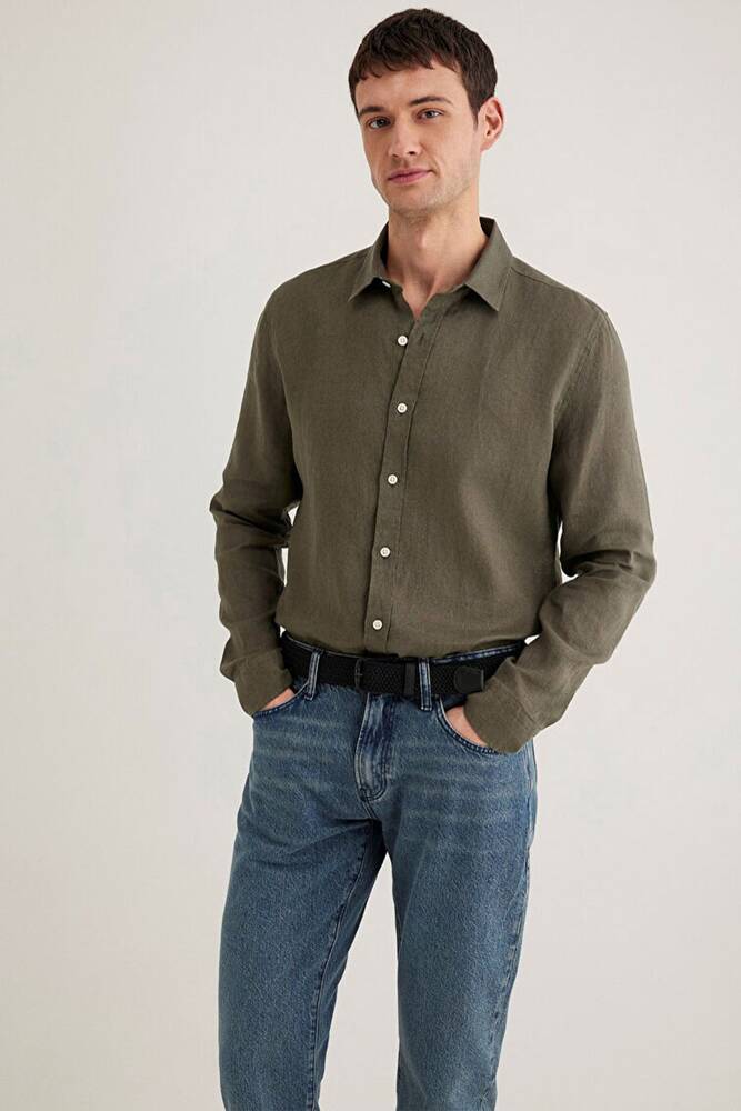 Erkek Uzun Kol Gömlek 0211466-71546 Haki 