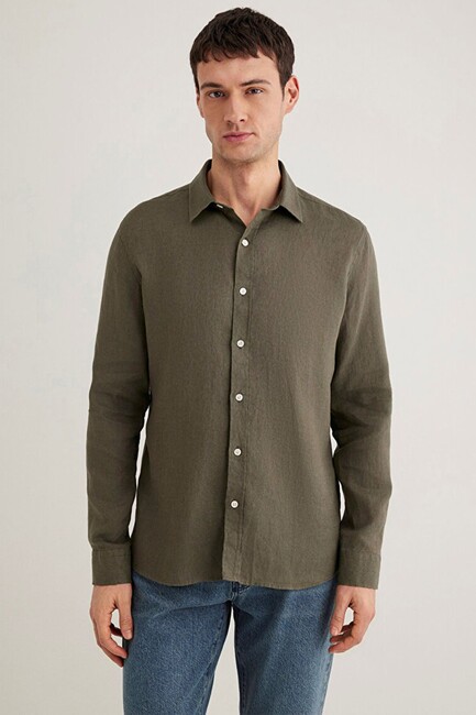 Erkek Uzun Kol Gömlek 0211466-71546 Haki (3)