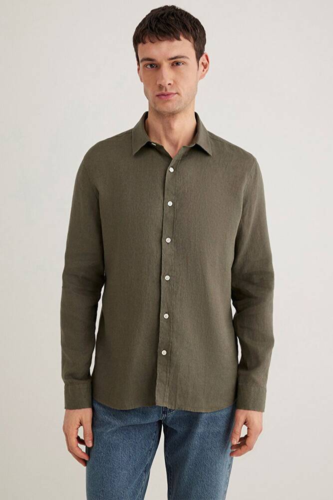 Erkek Uzun Kol Gömlek 0211466-71546 Haki 