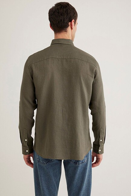 Erkek Uzun Kol Gömlek 0211466-71546 Haki - Thumbnail