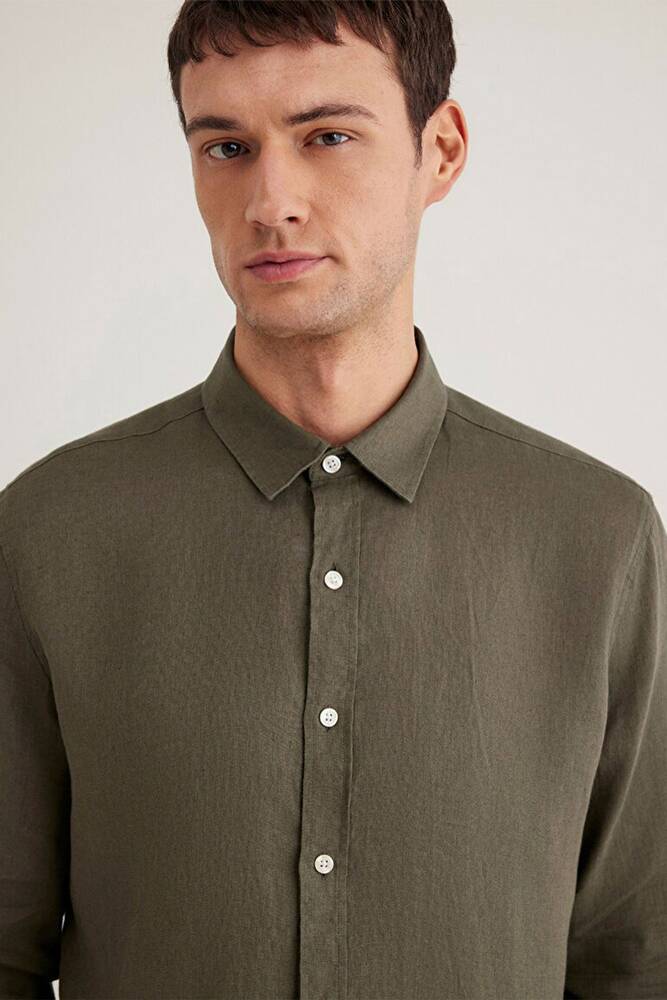 Erkek Uzun Kol Gömlek 0211466-71546 Haki 