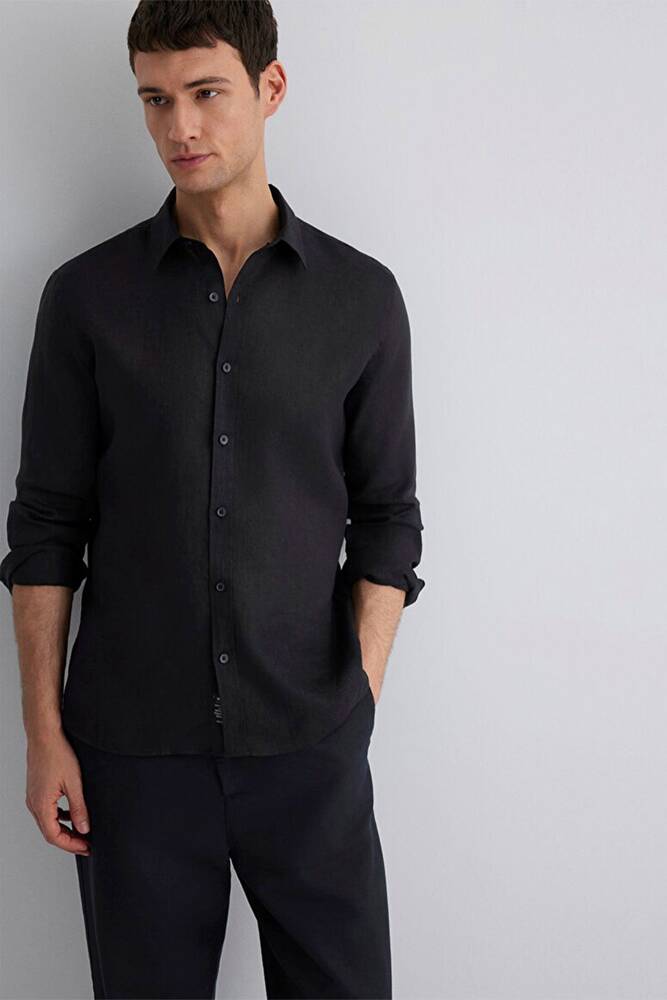 Erkek Uzun Kol Gömlek 0211466-900 Siyah 