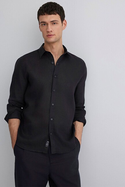 Erkek Uzun Kol Gömlek 0211466-900 Siyah (2)