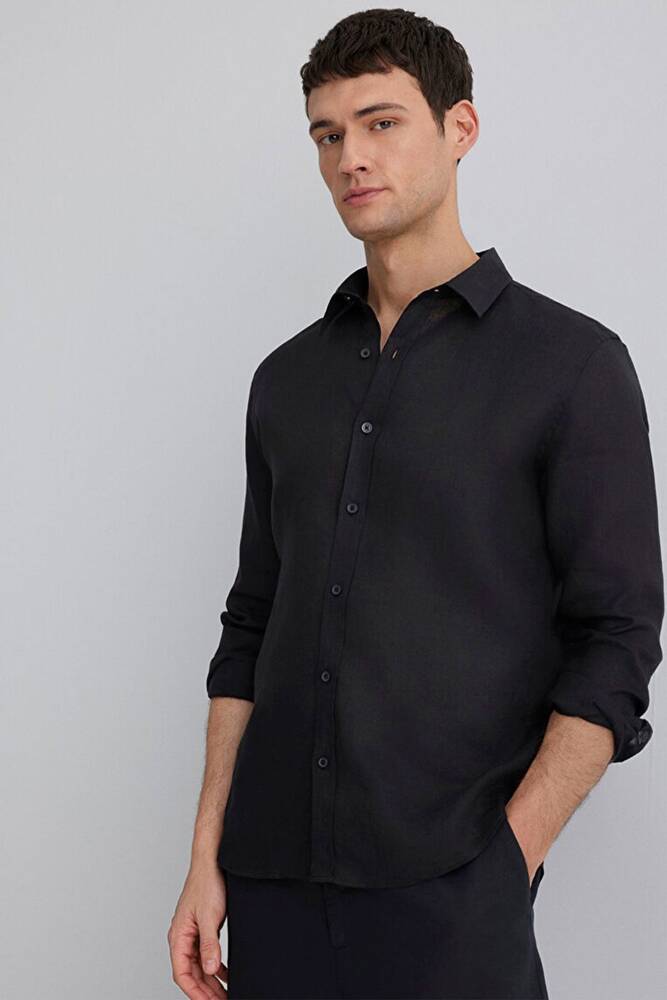 Erkek Uzun Kol Gömlek 0211466-900 Siyah 