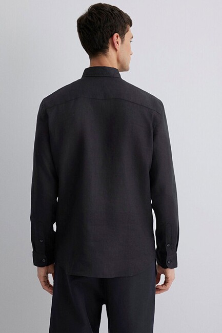 Erkek Uzun Kol Gömlek 0211466-900 Siyah - Thumbnail