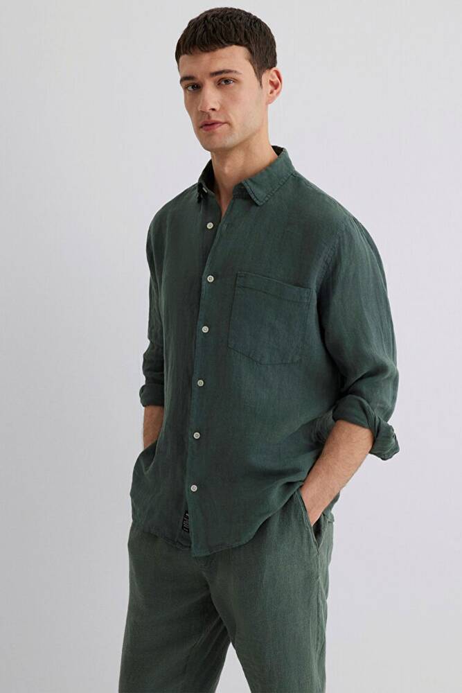 Erkek Uzun Kol Gömlek 0211472-71598 Yeşil 