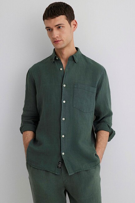 Erkek Uzun Kol Gömlek 0211472-71598 Yeşil (3)