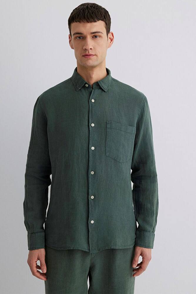 Erkek Uzun Kol Gömlek 0211472-71598 Yeşil 