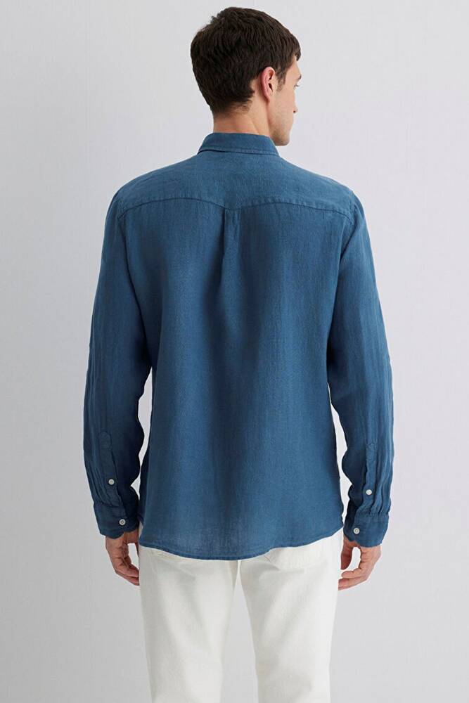Erkek Uzun Kol Gömlek 0211472-89798 Mavi 